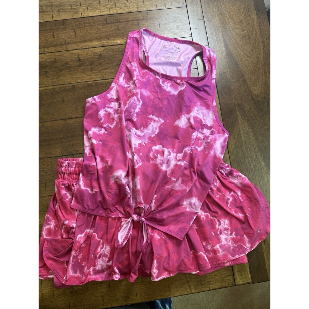 Xersion Women's tank top‎ and short set 3XL pink tie dye